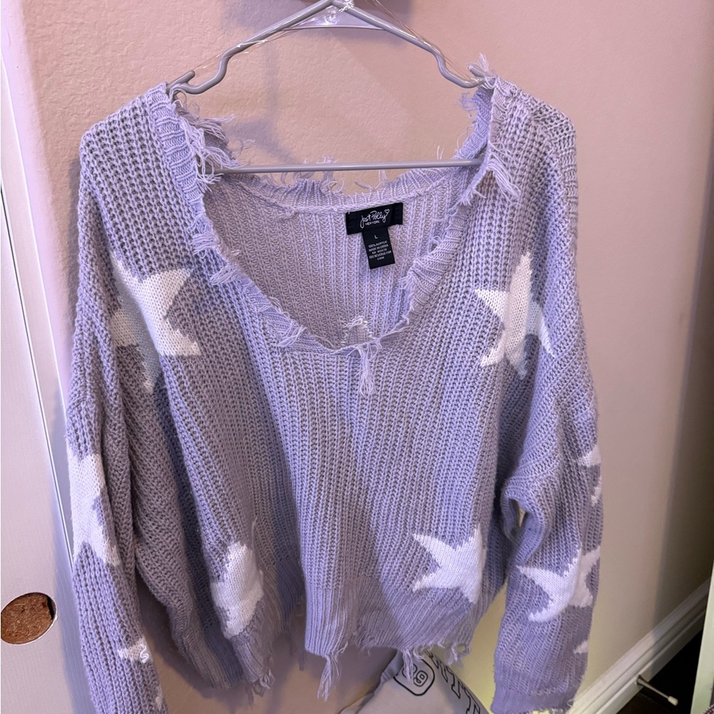 Purple Star Patterned Sweater